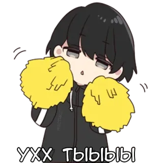 😍 Ухх Тылылы Anime, Cheerleader, Pompons, Schattig, Personage, Zwart haar telegram sticker