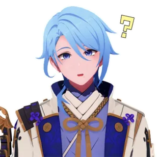 🥴 Anime, Personagem, Ponto de interrogação, Sticker, Cabelo azul telegram sticker