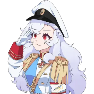 🙋‍♀️ アニメ, 軍事, 将校, 敬礼, 白髪 telegram sticker