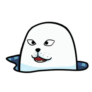 😑 тюлень, мультфильм, животное, милый, белый, глаза telegram sticker