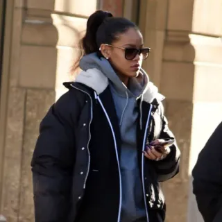 💸 Rihanna Rihanna, sunglasses, puffer jacket, celebrity, singer, fashion telegram sticker