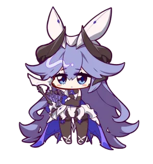 🎻 chibi, anime, character, purple, horns telegram sticker