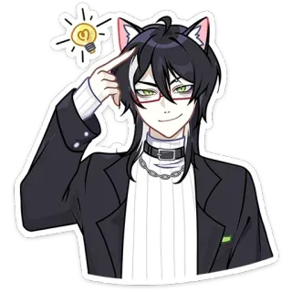 💡 애니메이션, 고양이 귀, 전구, 똑똑한, 아이디어, 만화, VTuber telegram sticker