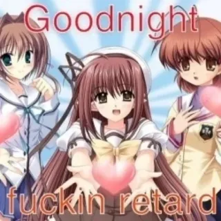 😴 Goodnight fuckin retard anime, goodnight, insult, offensive telegram sticker