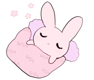 😴 USA coelho, dormindo, rosa, fofo, cobertor, EUA, animal, kawaii telegram sticker