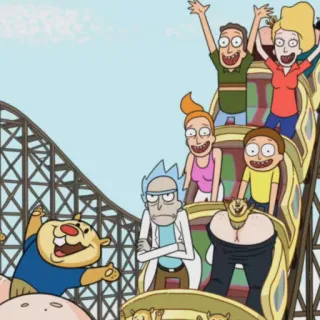 🛸 Rick Sanchez Rick and Morty rick and morty, Achterbahn, Cartoon, Freizeitpark, animiert telegram sticker