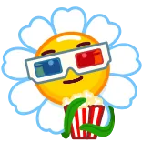 🍿 bunga, emoji, popcorn, kacamata 3D, film, menonton, hiburan whatsapp sticker