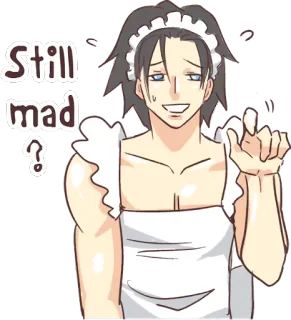 ❓ Still mad? 메이드, 애니메이션, 만화, 질문, 웃긴, 표정 whatsapp sticker