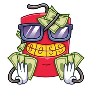 🤑 BOSS dinheiro, chefe, desenho, adesivo, dólar, óculos whatsapp sticker
