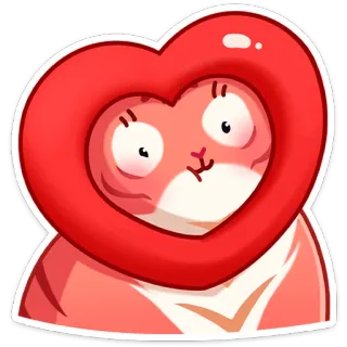 ❤️ gato, coração, animal, fofo, desenho animado whatsapp sticker