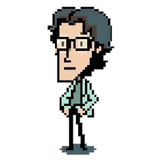😀 pixel art, man, glasses, nerd, character, 8-bit telegram sticker