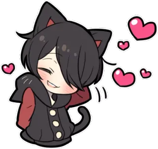 😸 chicogato, anime, kawaii, corazones, lindo, pegatina whatsapp sticker