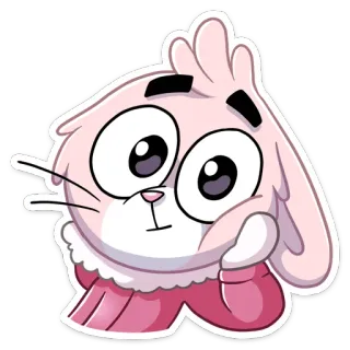 ☹️ lapin, animal, mignon, rose, dessin animé telegram sticker