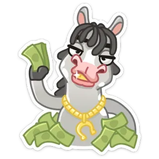 💸 cheval, argent, or, riche, dessin animé, autocollant telegram sticker