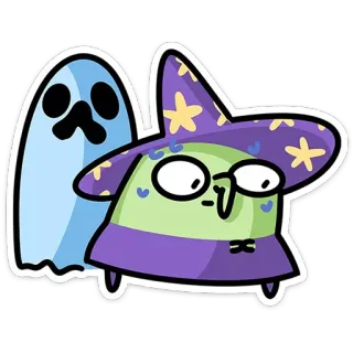 😰 แม่มด, ผี, การ์ตูน, น่ารัก, สติกเกอร์, ฮาโลวีน telegram sticker