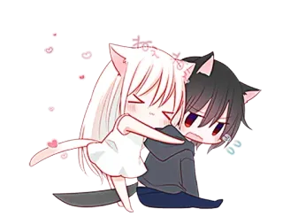 💕 Anime, Gato, Kawaii, Lindo, Amor, Pareja whatsapp sticker