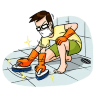 💧 cleaning, scrubbing, tile, bathroom, housework, hygiene telegram sticker