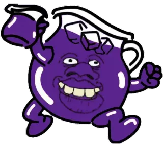 🍉 Kool-Aid Man Kool-Aid, Kул-Эйд Мэн, Напиток, Фиолетовый, Талисман, Мультфильм telegram sticker