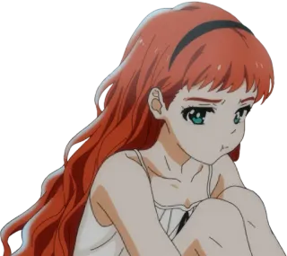 😒 anime, girl, red hair, cartoon telegram sticker