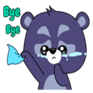 ✋ Bye Bye ours, triste, pleurer, au revoir, adieu, autocollant, dessin animé telegram sticker