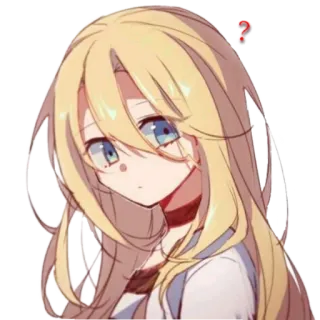 🧐 anime, girl, blond hair, question mark, cute, sticker telegram sticker