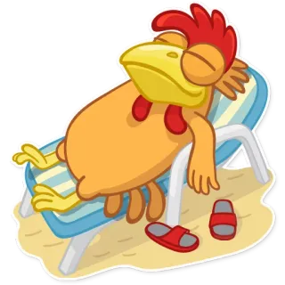 😅 frango, praia, férias, relaxante, verão, desenho animado, animal, banhos de sol whatsapp sticker