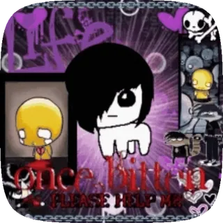🥳 Once bitten x Please help me Emo, Gotyk, Kreskówka, Krew, Złamane serce, Mroczny telegram sticker