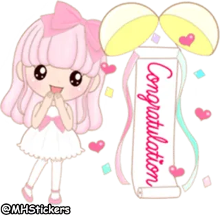🎊 Congratulation Congratulazioni, Festa, Carino, Kawaii, Animazione, Saluti telegram sticker