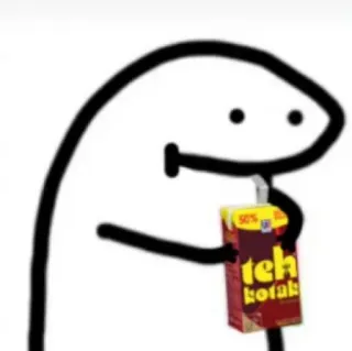 ☕️ teh kotak monigote, bebiendo, bebida, dibujos animados whatsapp sticker