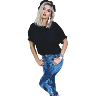 🤬 femme, blonde, mode, chapeau, jeans, style telegram sticker