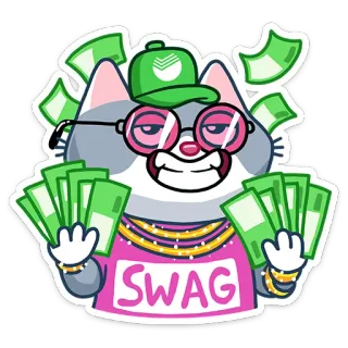 💴 SWAG kot, pieniądze, swag, okulary, kreskówka, naklejka telegram sticker