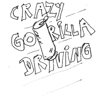 ☕ CRAZY GO RILLA DRIVING Gorilla, Fahren, Verrückt, Tier, Humor, Cartoon, Text telegram sticker