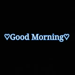 🖐 Good Morning bonjour, salutation, coeurs, texte, néon, voeux whatsapp sticker