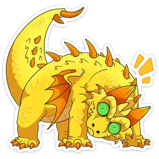 🙃 smok, słodki, zwierzę, żółty, fantasy, potwór, ilustracja telegram sticker