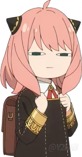 😑 Anya Forger Spy x Family animé, dessin animé, spy x family, anya forger, suffisant, mignon, cheveux roses whatsapp sticker