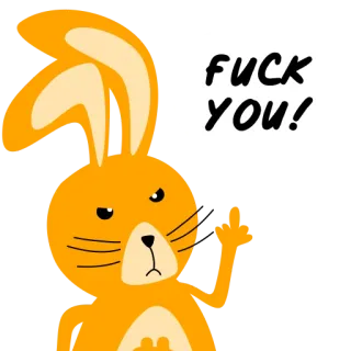 🖕 FUCK YOU! bunny, middle finger, offensive, cartoon, anger, rude, insulting telegram sticker