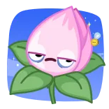 🐝 plante, fleur, dessin animé, endormi, abeille telegram sticker