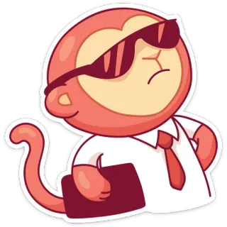 😎 małpa, biznes, biuro, zwierzę, kreskówka whatsapp sticker