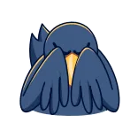 🙈 pájaro, cuervo, triste, llorando, emociones, emoji telegram sticker