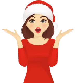 😲 weihnachten, frau, weihnachtsmütze, winter, feiertag, festlich whatsapp sticker