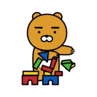 👍 Ryan ryan, kakao friends, oso, bloques, juguete, jugando whatsapp sticker
