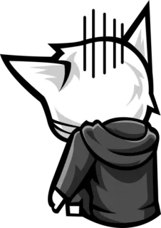 😰 кот, толстовка, мультфильм, животное, наклейка, белый, черный telegram sticker