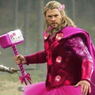 ✨ Thor Avengers Thor, Hello Kitty, Avengers, supereroe, parodia, divertente telegram sticker