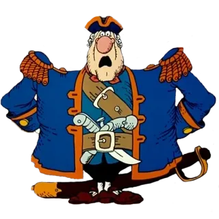 😨 Dessin animé, Personnage, Pirate, Capitaine, Officier, Épée telegram sticker