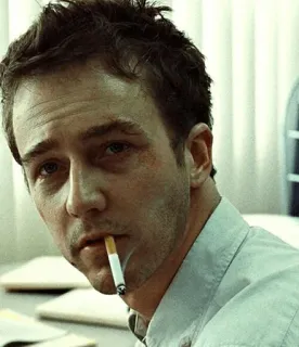 👊 Fight Club Edward Norton, Zigarette, Fight Club, Blutergüsse, Rauchen, Film telegram sticker