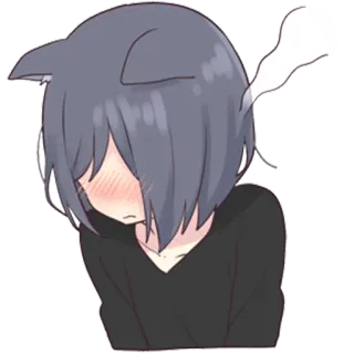 😳 Anime, Lindo, Avergonzado, Sonrojado, Tiburón whatsapp sticker