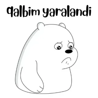 🐻‍❄️ qəlbim yaralandı triste, ours, dessin animé, We Bare Bears whatsapp sticker