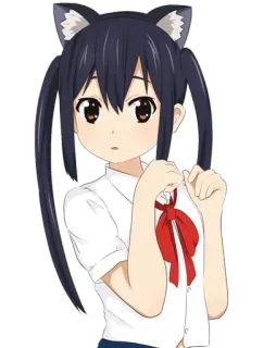 😏 Azusa Nakano K-On! Anime, Fille, Oreilles de chat, Azusa Nakano, K-On ! whatsapp sticker