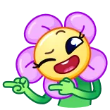 🖕 bunga, emoji, menunjuk, kartun, stiker telegram sticker