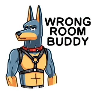 😡 WRONG ROOM BUDDY собака, питомец, животное, смешной, наклейка, не та комната telegram sticker